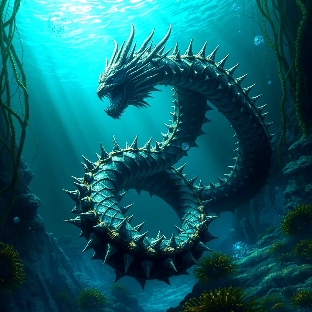 Surreal Underwater Hydra in Vibrant Splendor