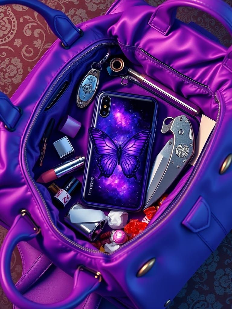 Luxurious Handbag Contents in Hyper-Realistic Detail