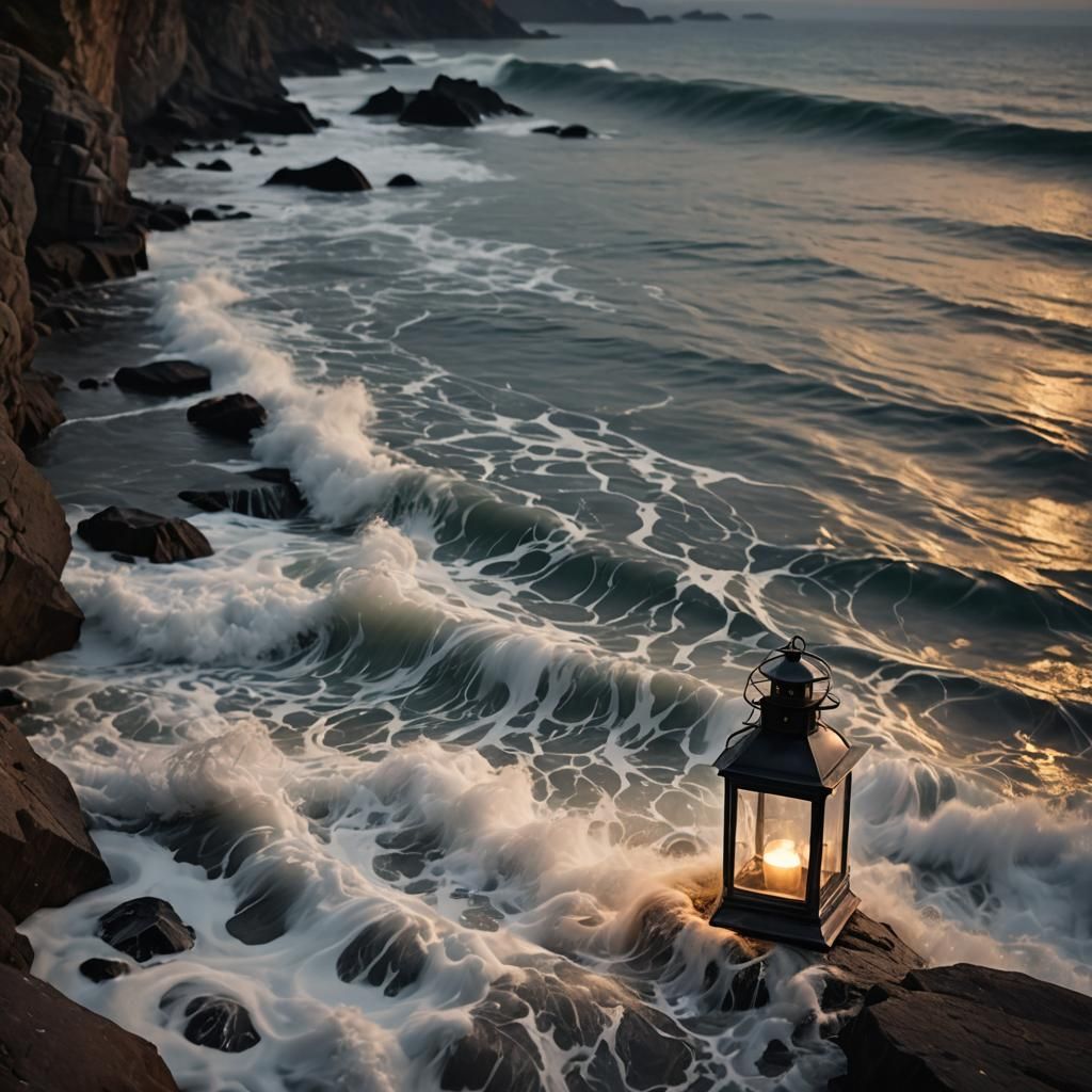 Silvery Waves Shimmering in the Dark: Bokeh Seascape