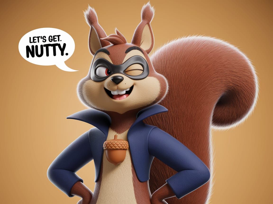 Mischievous Squirrel Antihero Cartoon