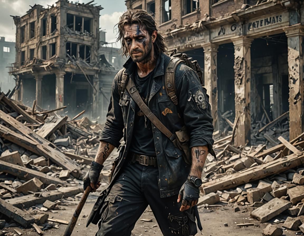 Post-Apocalyptic Zombie Looter in Detailed Matte Painting