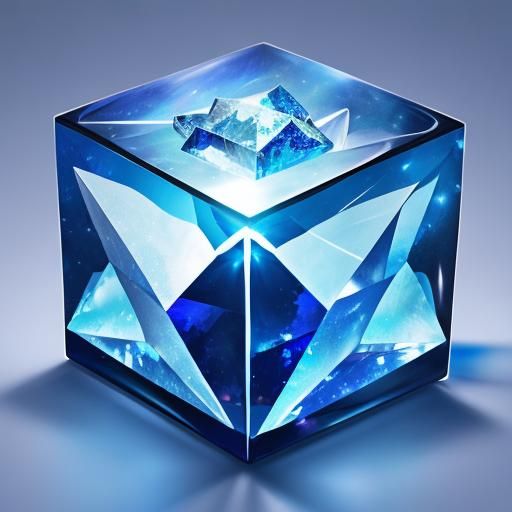 Mythical Crystal Cube Filled with Fantasy Creatures