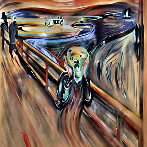 Anguished Figure in Expressive Landscape, Art Nouveau Style