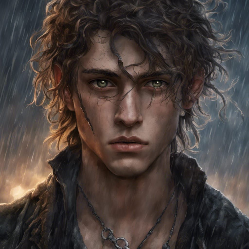 Young Pirate in Rainstorm: Detailed Fantasy Art