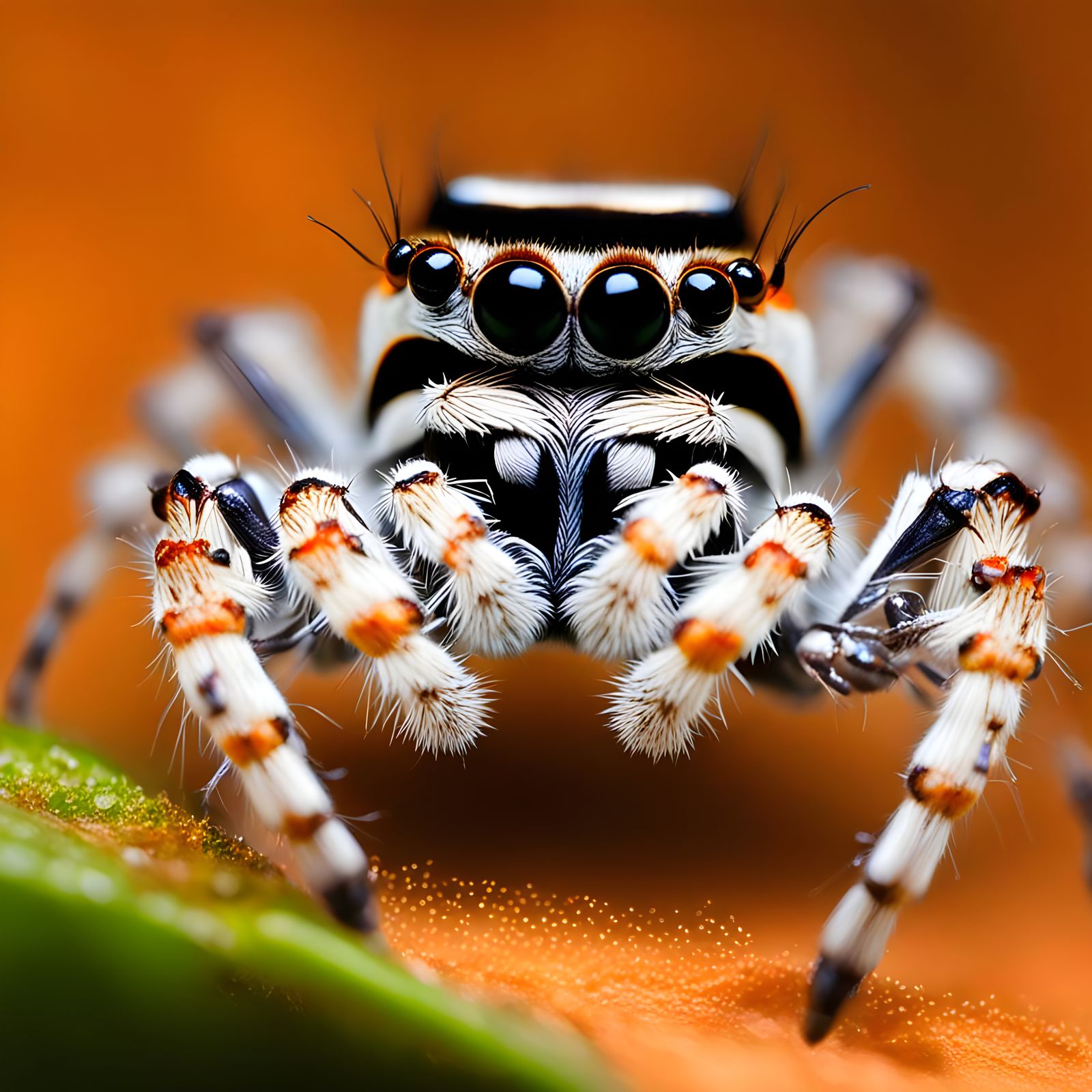 Striking Close-up of a Zebra Jumping Spider