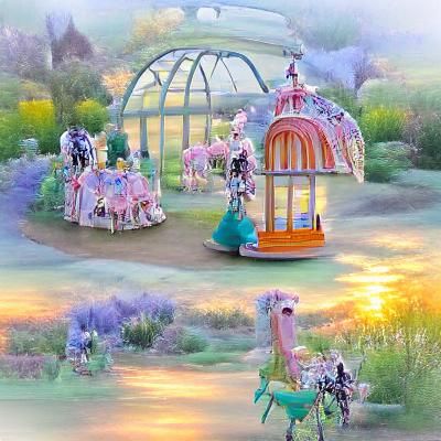Pastel Gothic Carousel Musical at Sunrise