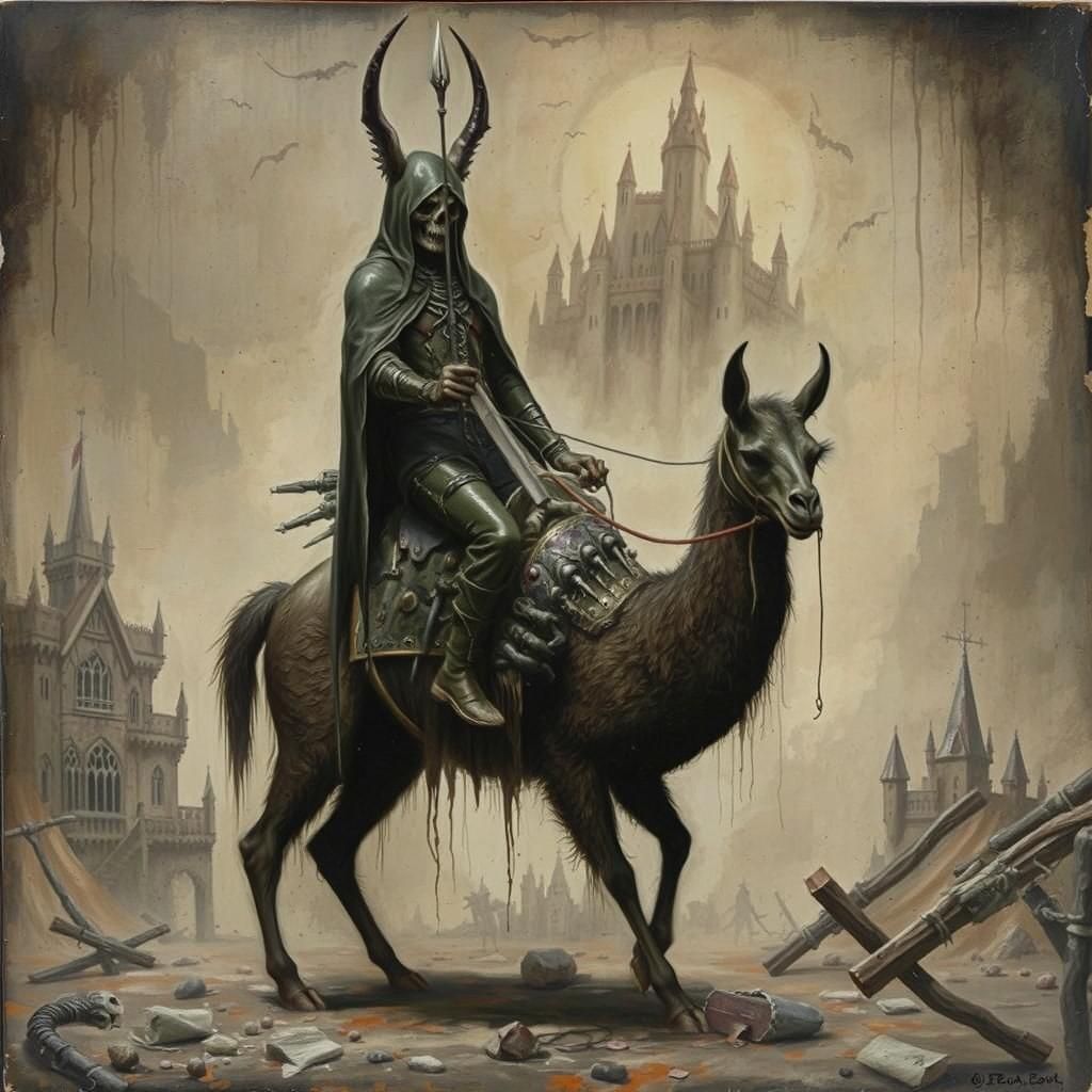 Apocalyptic Llama Rider in Grisly Grimdark Fantasy