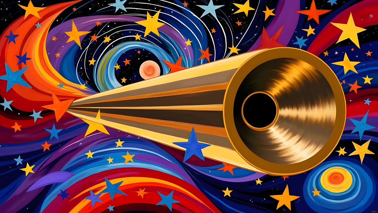 Stunning Mirror Cylinder in Cosmic Swirl: Paul Klee-Inspired...