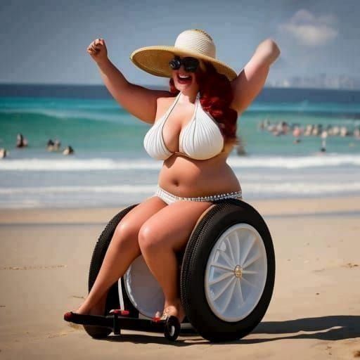 Plus-Size Woman on Santa Monica Beach in 1940s Style