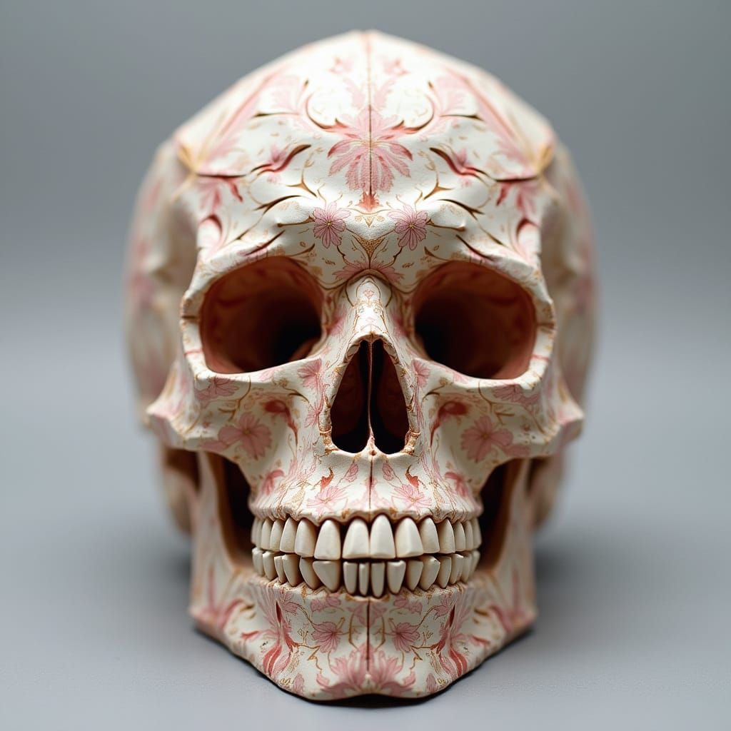 Origami Skull in Soft Focus, Papercraft Masterpiece