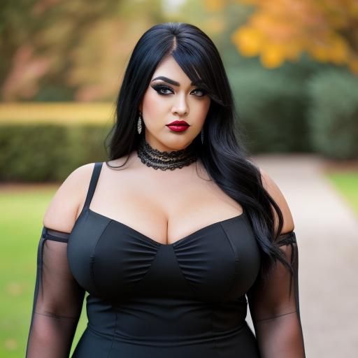 Voluptuous Goth Girl in Revealing Dress: Photography
