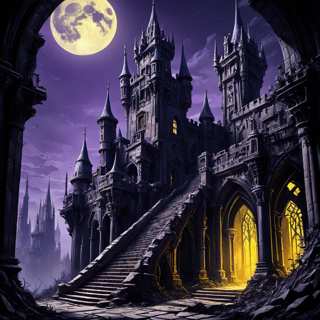 Gothic Castle in Moody, Dark Fantasy Style