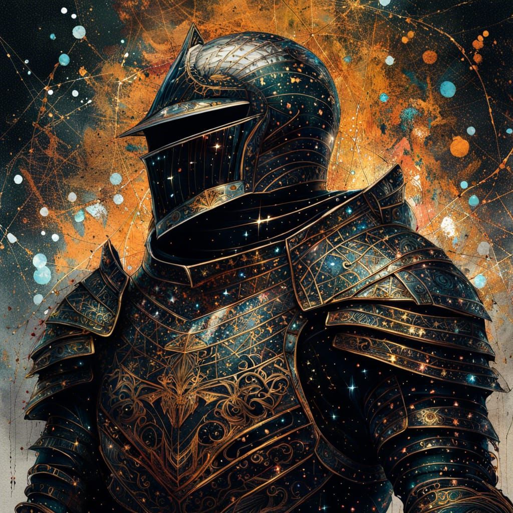 Galactic Knight in Bronze Armor: Digital Painting