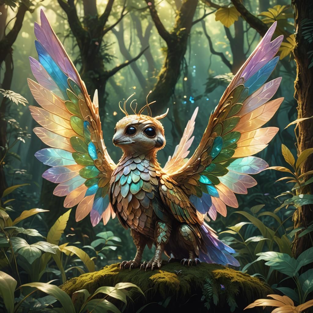Adorable Creature in Lush Forest: Whimsical Concept Art