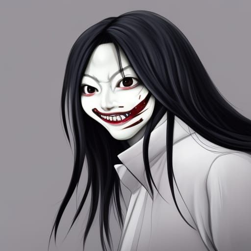 Hyperrealistic Kuchisake Onna Splash Art