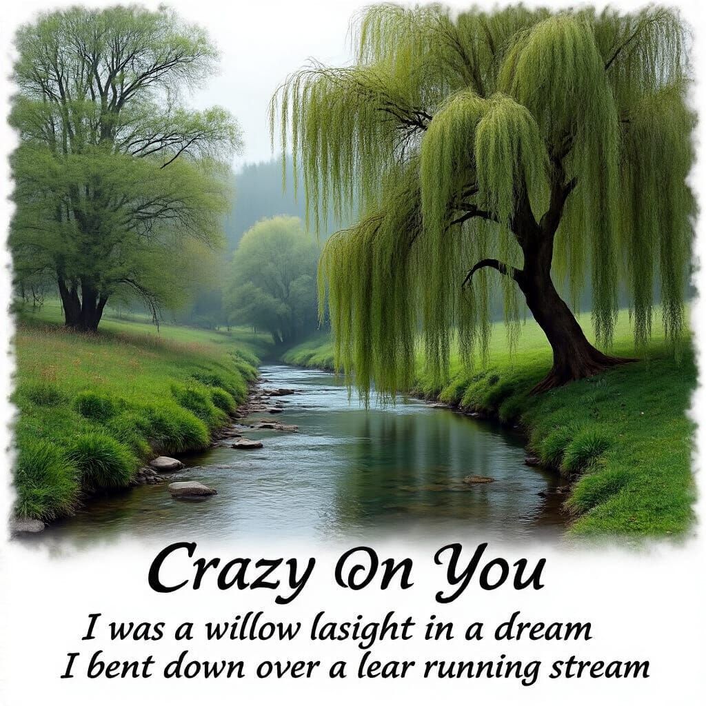 Dreamy Willow Reflecting Over Clear Stream