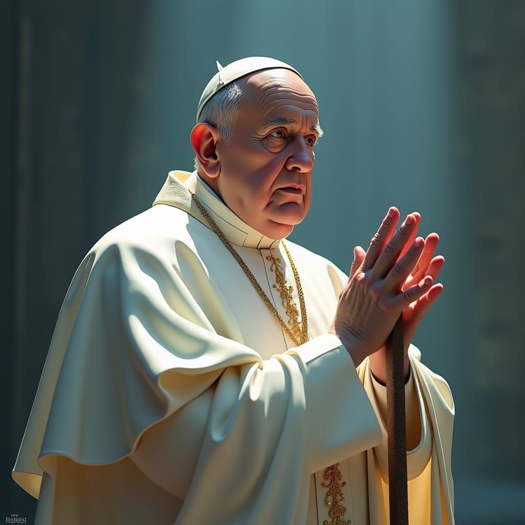 Pope Francis Praying: Fantasy Concept Art in 8K