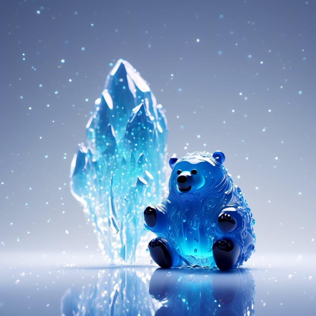 Bioluminescent Crystal Slime Cartoon Character in 8K