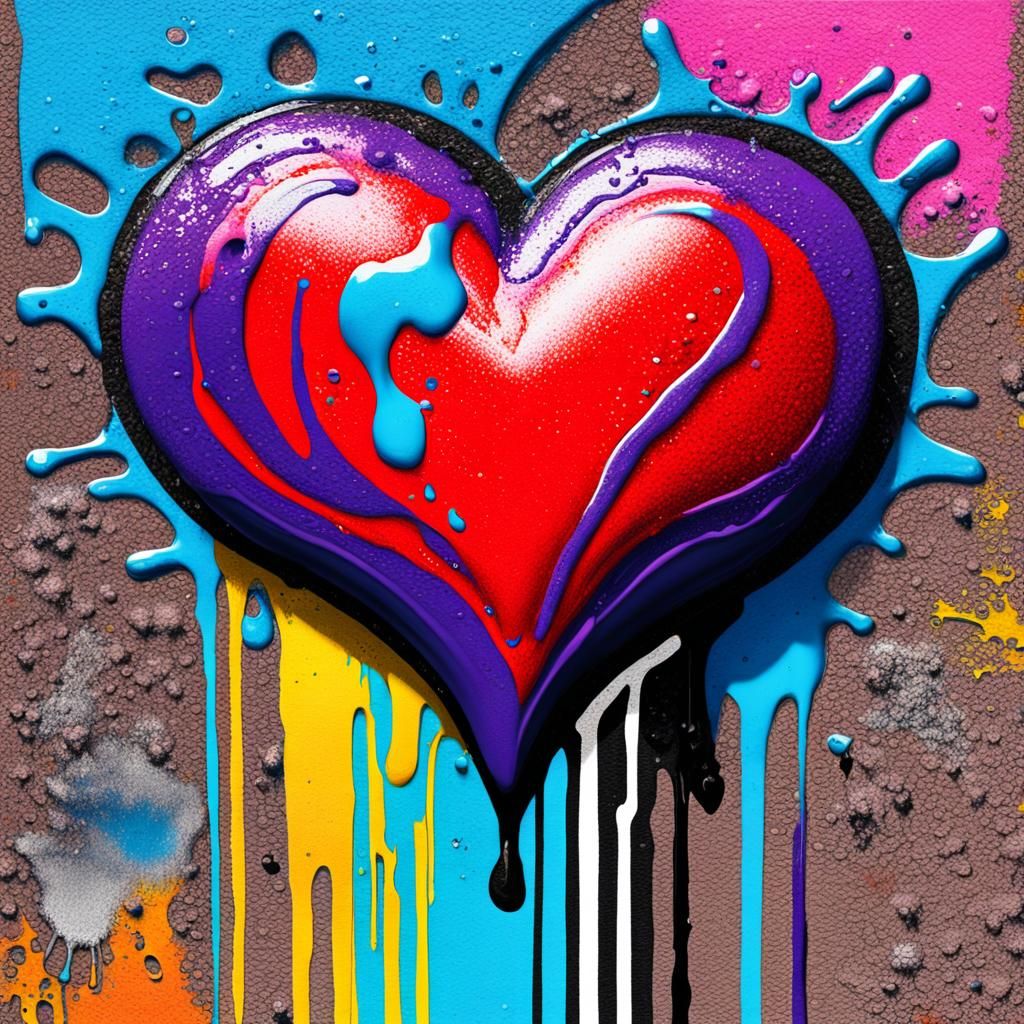 Polychromatic Graffiti Love Heart Splash Art