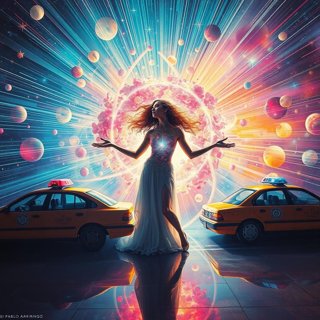 Holographic Astral Figure Blossoming in Cosmic Light