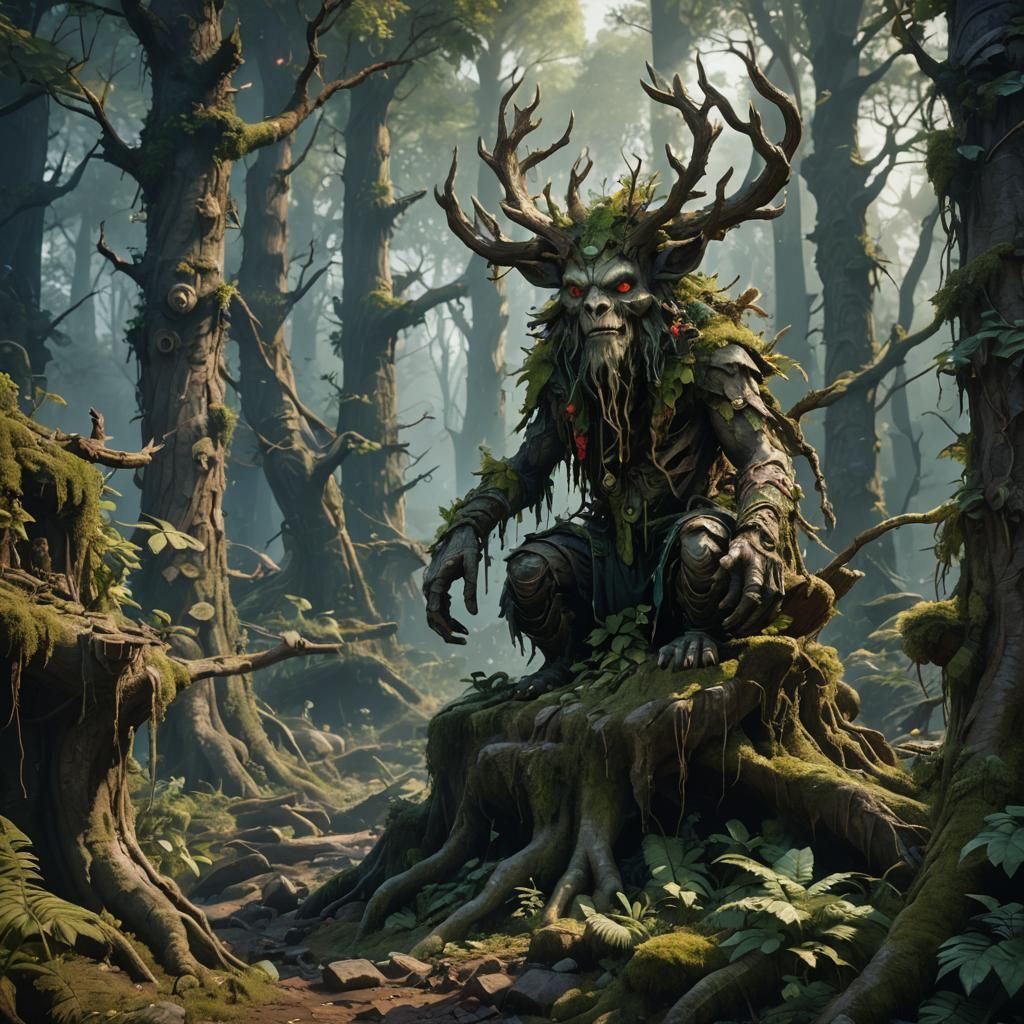 Slumbering Forest Spirit in Detailed Matte Painting