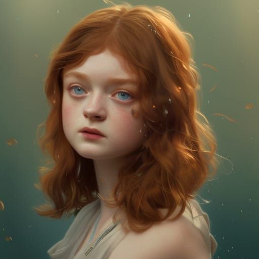 Hyperrealistic Portrait of Sadie Sink in Art Nouveau Style