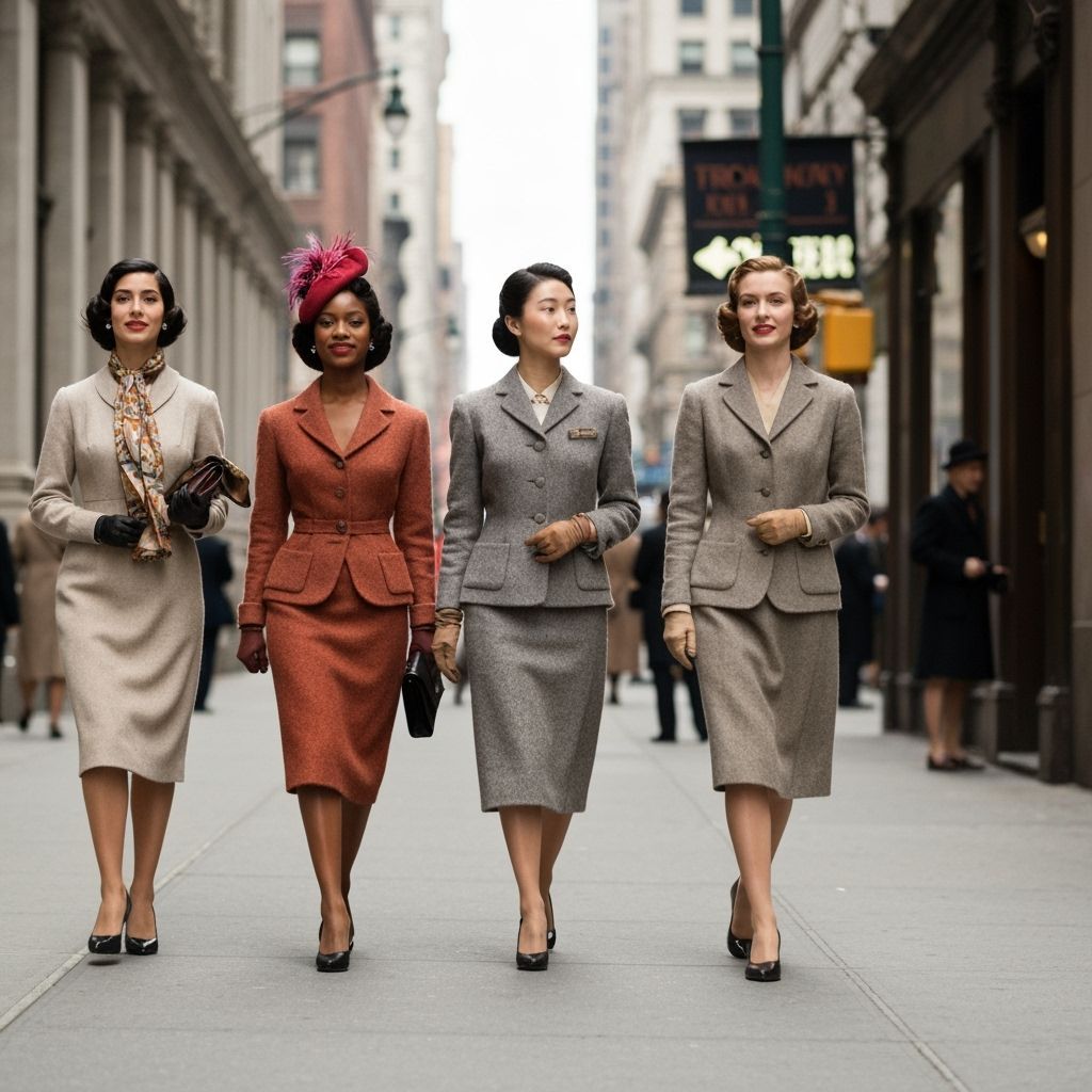 1940s Vogue Fashion on Broadway in Black and White