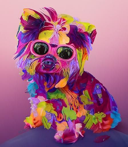 Colorful Acrylic Painting of a Cute Baby Dog