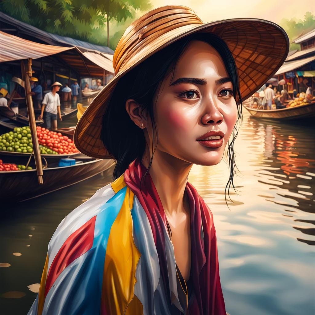 Thailand's Damnoen Saduak Floating Market: Hyperrealistic Sp...