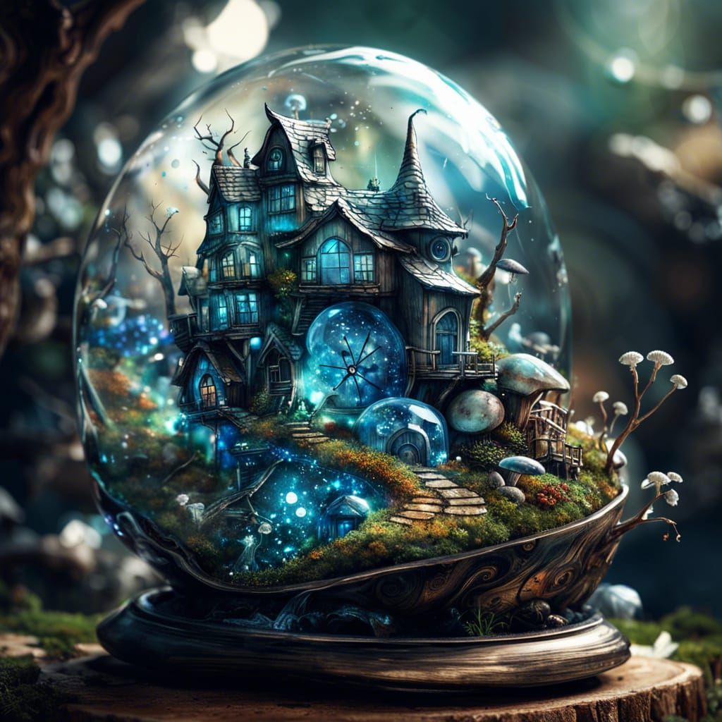 Snail with Crystal House and Mushroom City