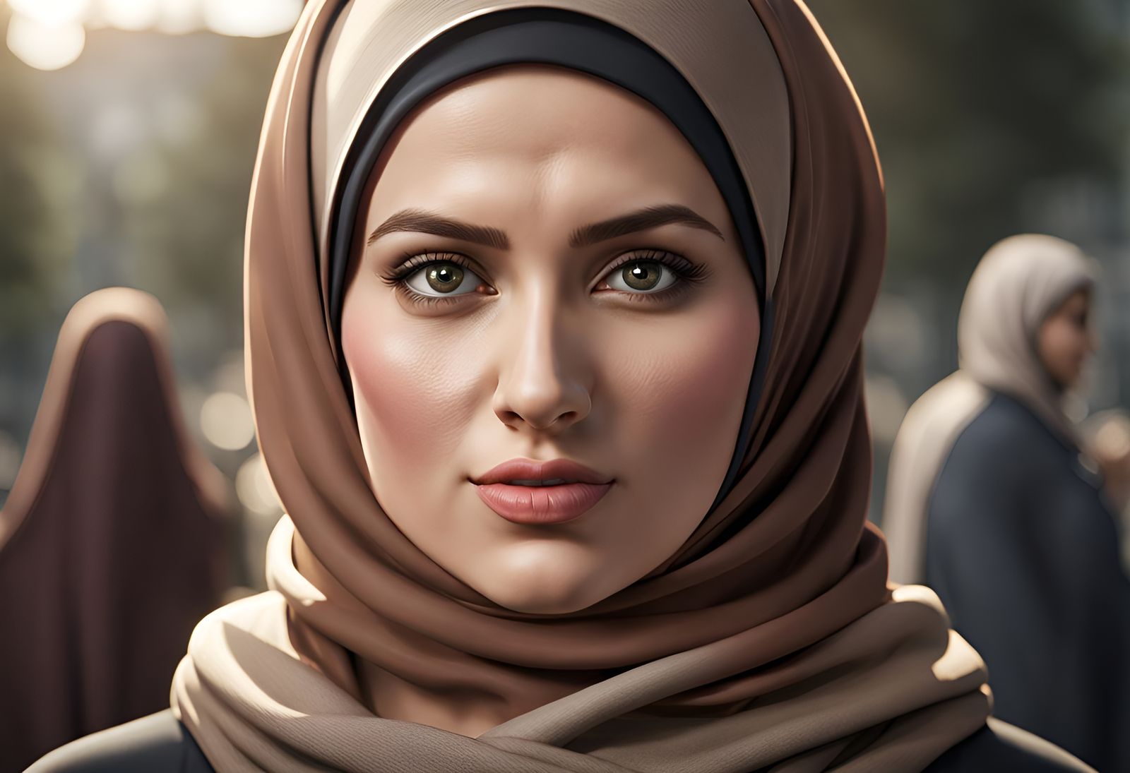 Beautiful Modest Girl with Hijab in Cityscape