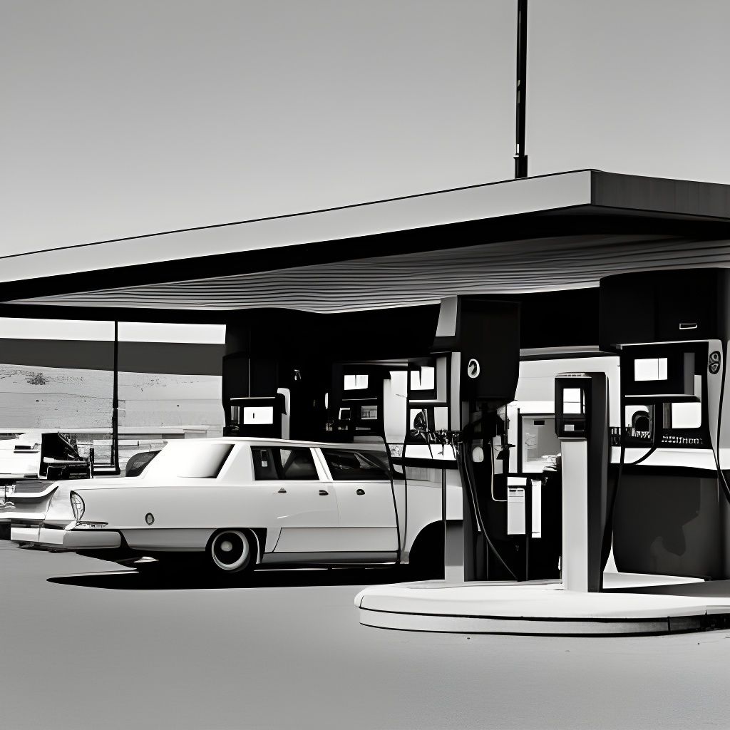 Fuel Station Scene in Color Photography Style