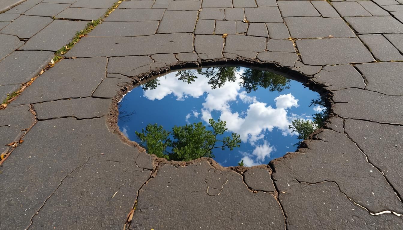 Sky Reflection Swimming in a Puddle