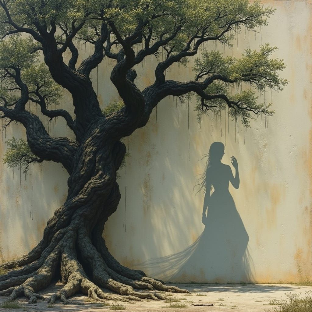 Ancient Tree Casts Ethereal Dryad Shadow