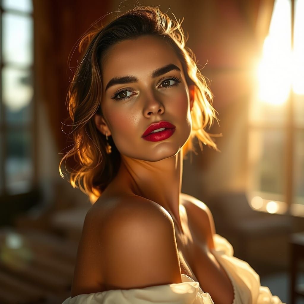 Ethereal French Supermodel in Luxurious Setting