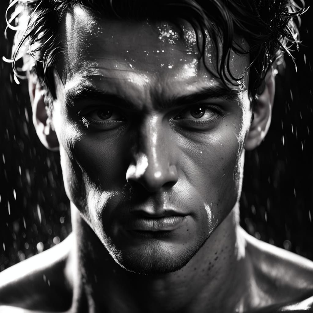 Moody Black and White Portrait of a Handsome Young Man