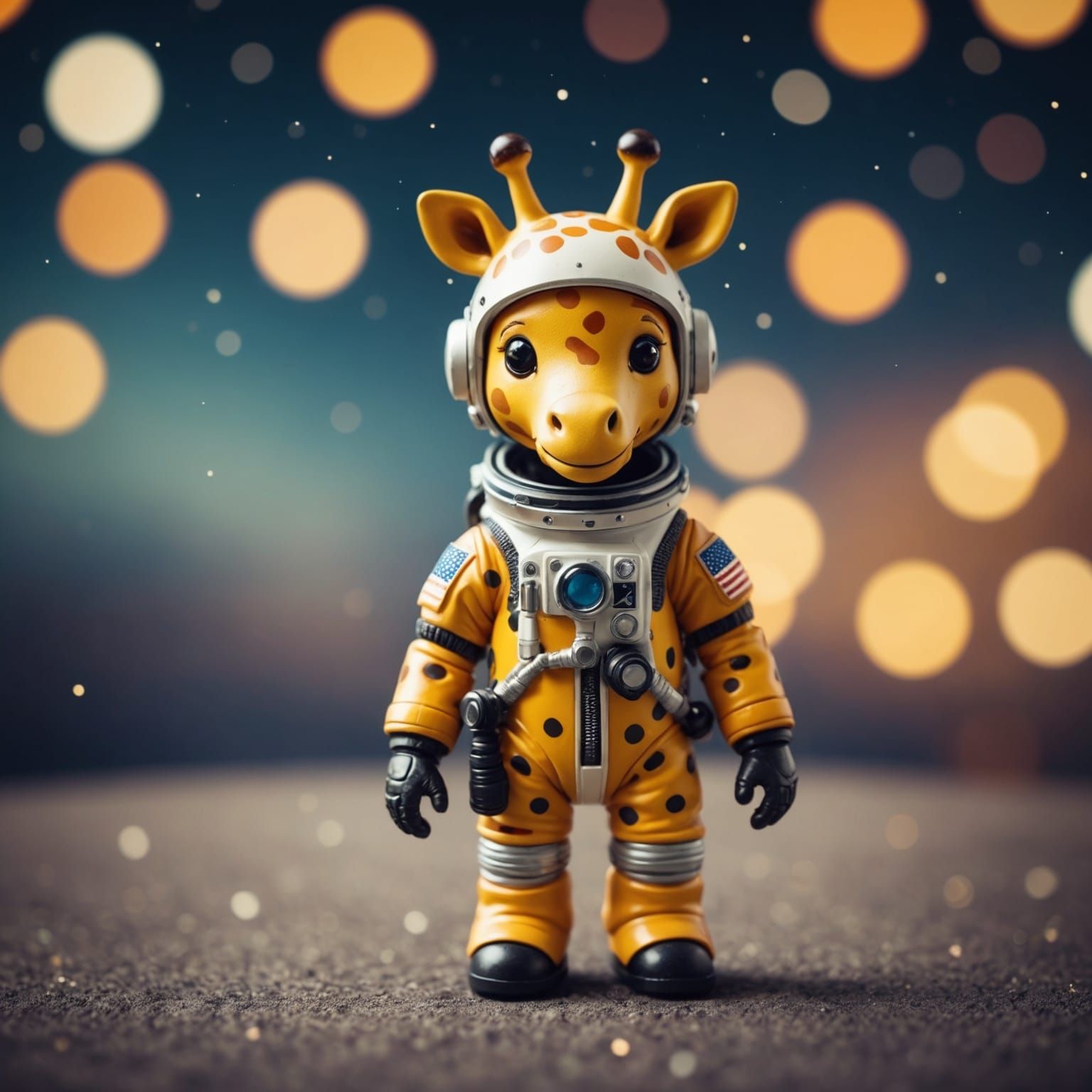 Anthropomorphic Giraffe Astronaut in Miniature Style