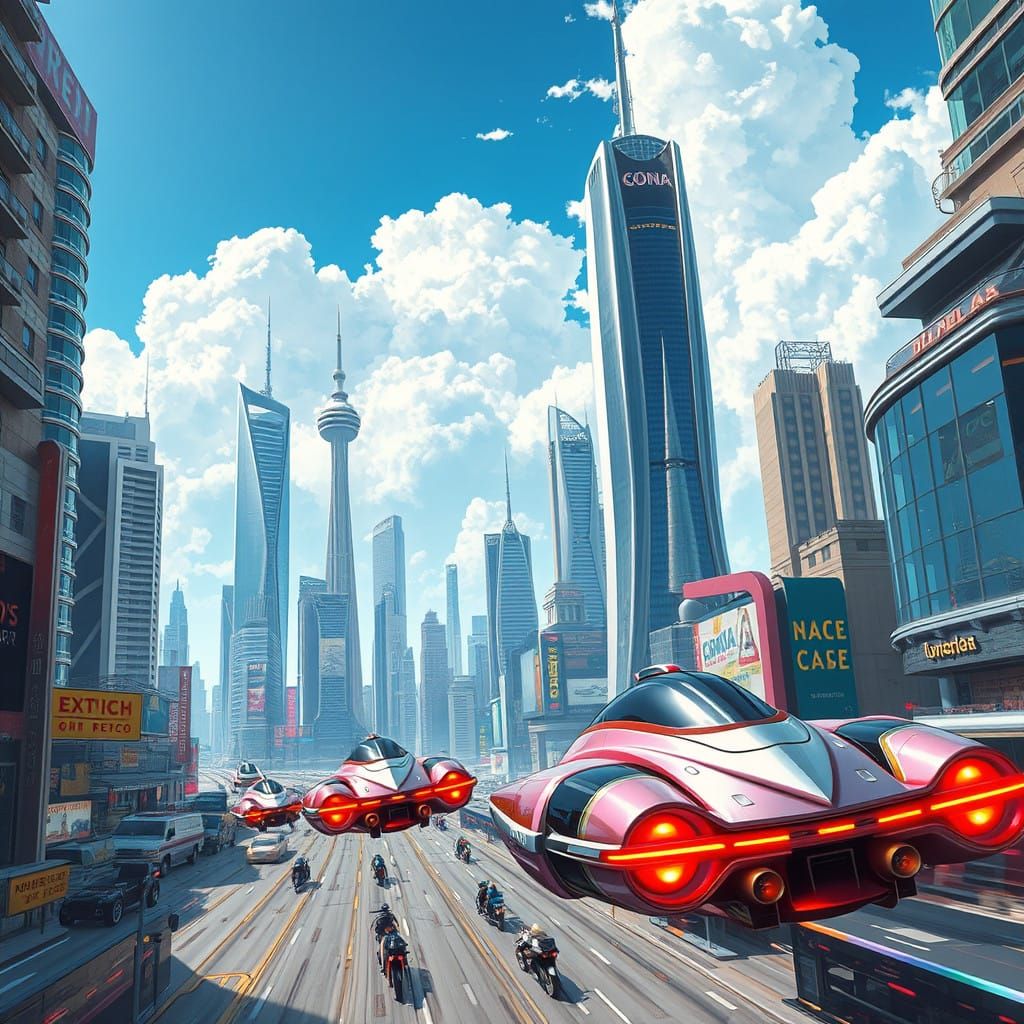 Cyberpunk Cityscape in Futuristic Optimism