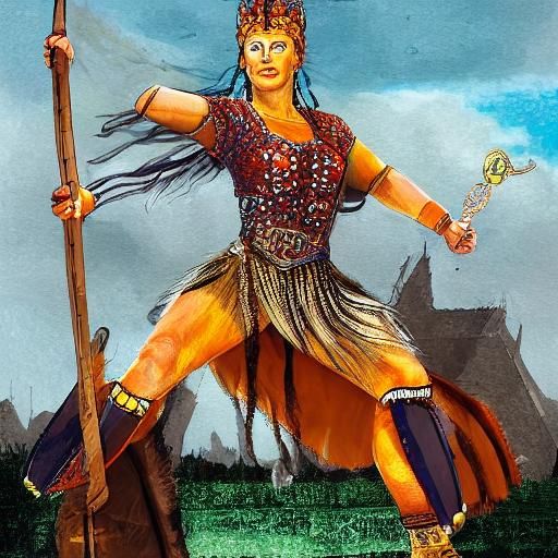 An image depicting Boudicca, the Queen of the Iceni tribe, d...