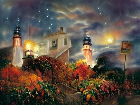 Lighthouse Keeper Silhouetted at Sunset