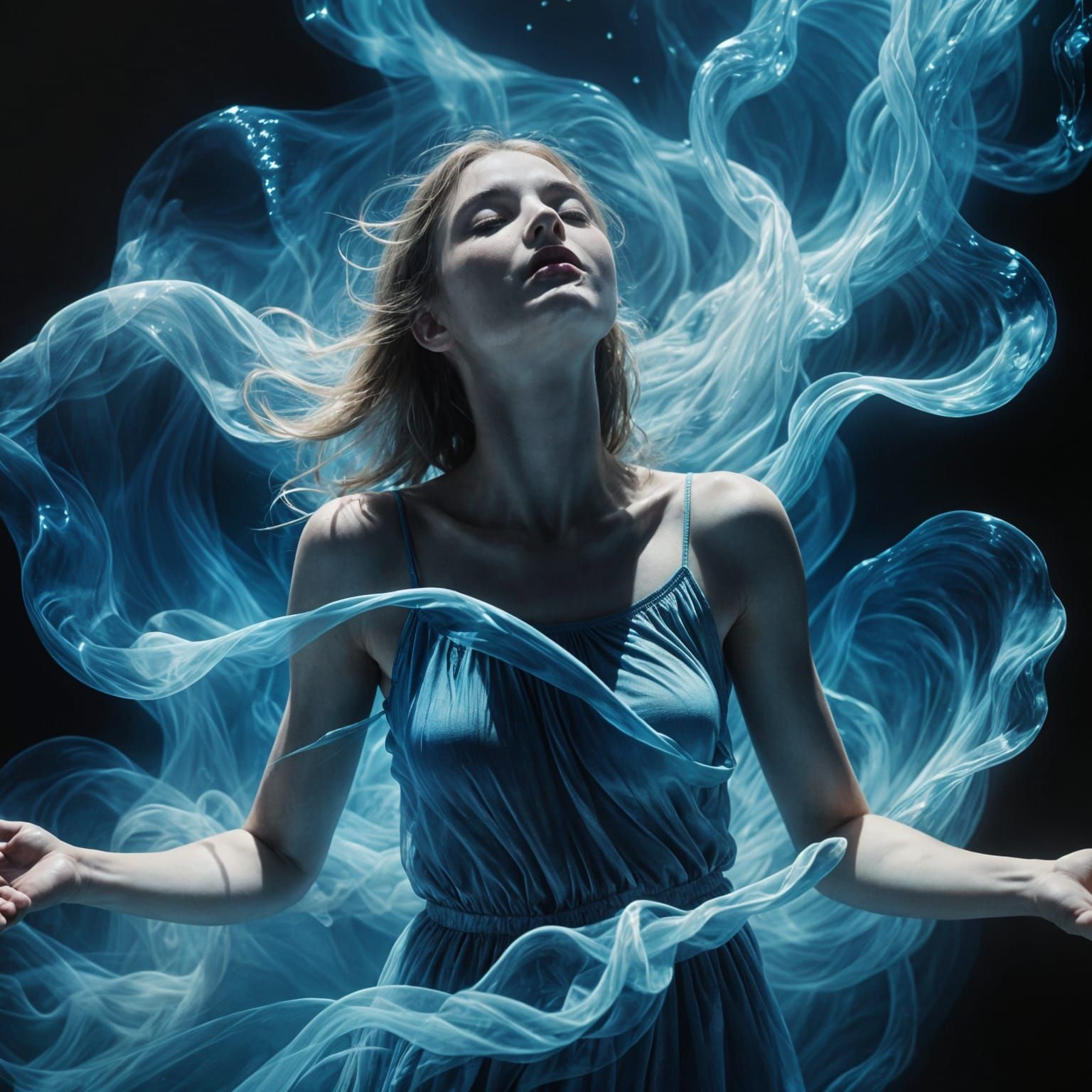 Mystical Being in Ethereal Blue Light