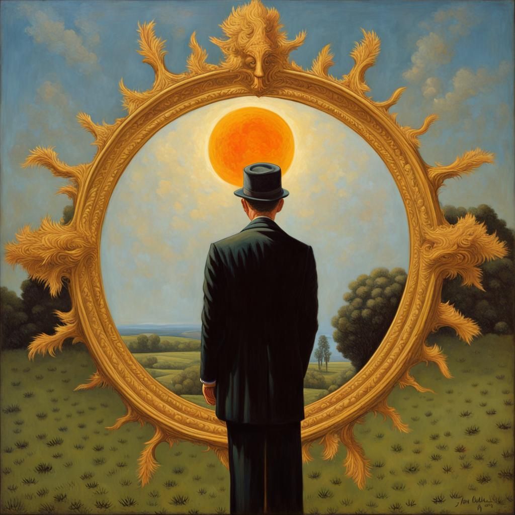 Surreal Figure Gazing at the Sun