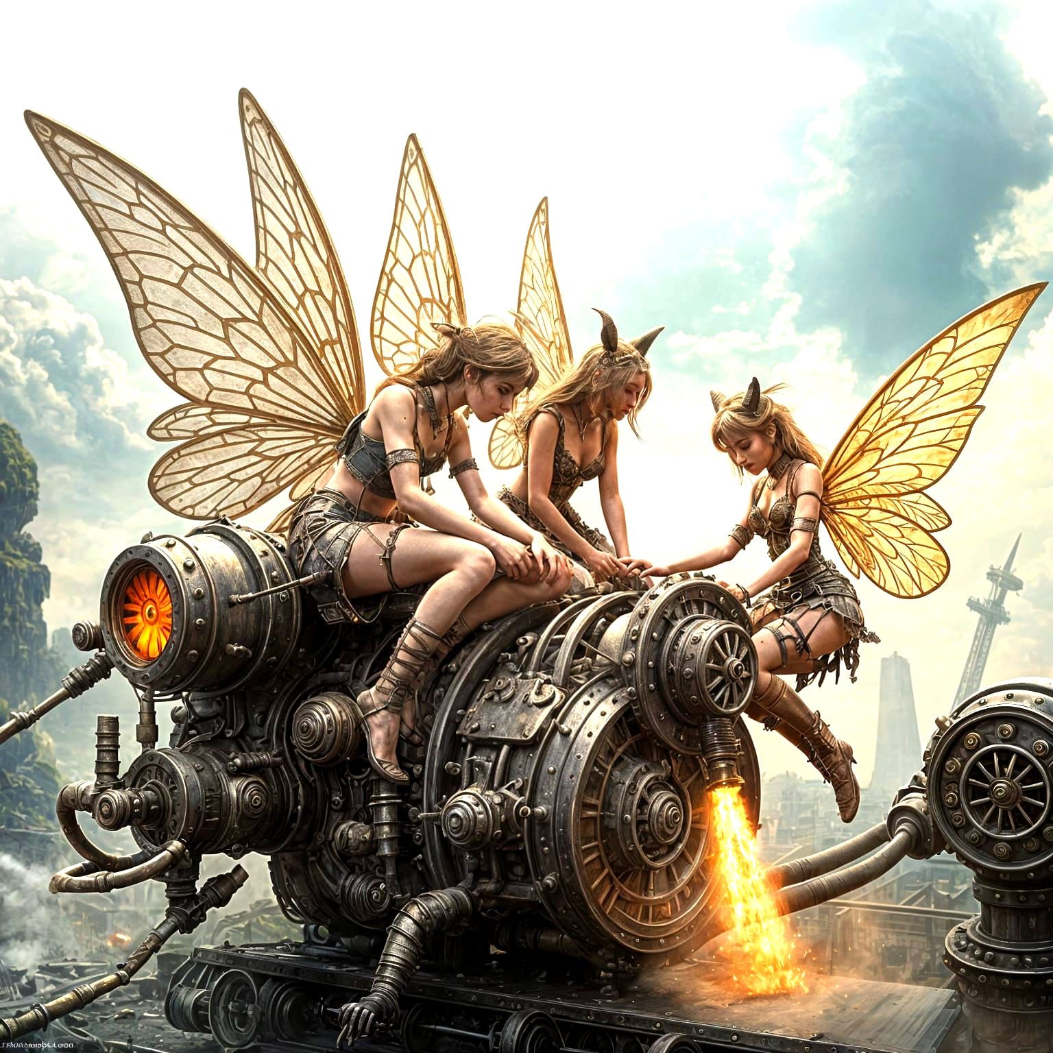 Steampunk Fairies Dancing in Clockwork City