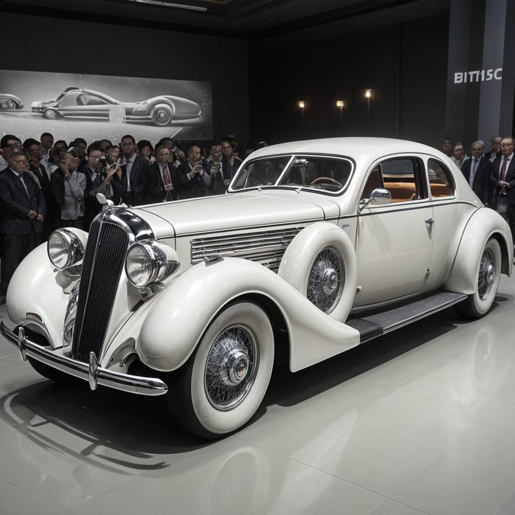 1936 White Art Deco Fastback Coupe