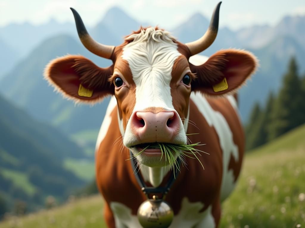 Surprised Cow Portrait in Digital Art Style