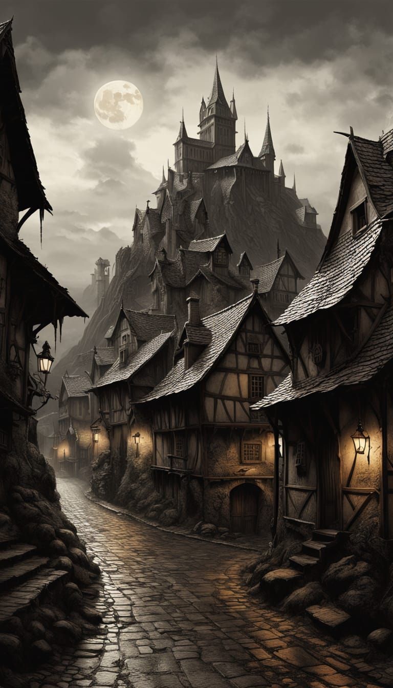 Vampiric Hamlet in Dark Fantasy Illustration