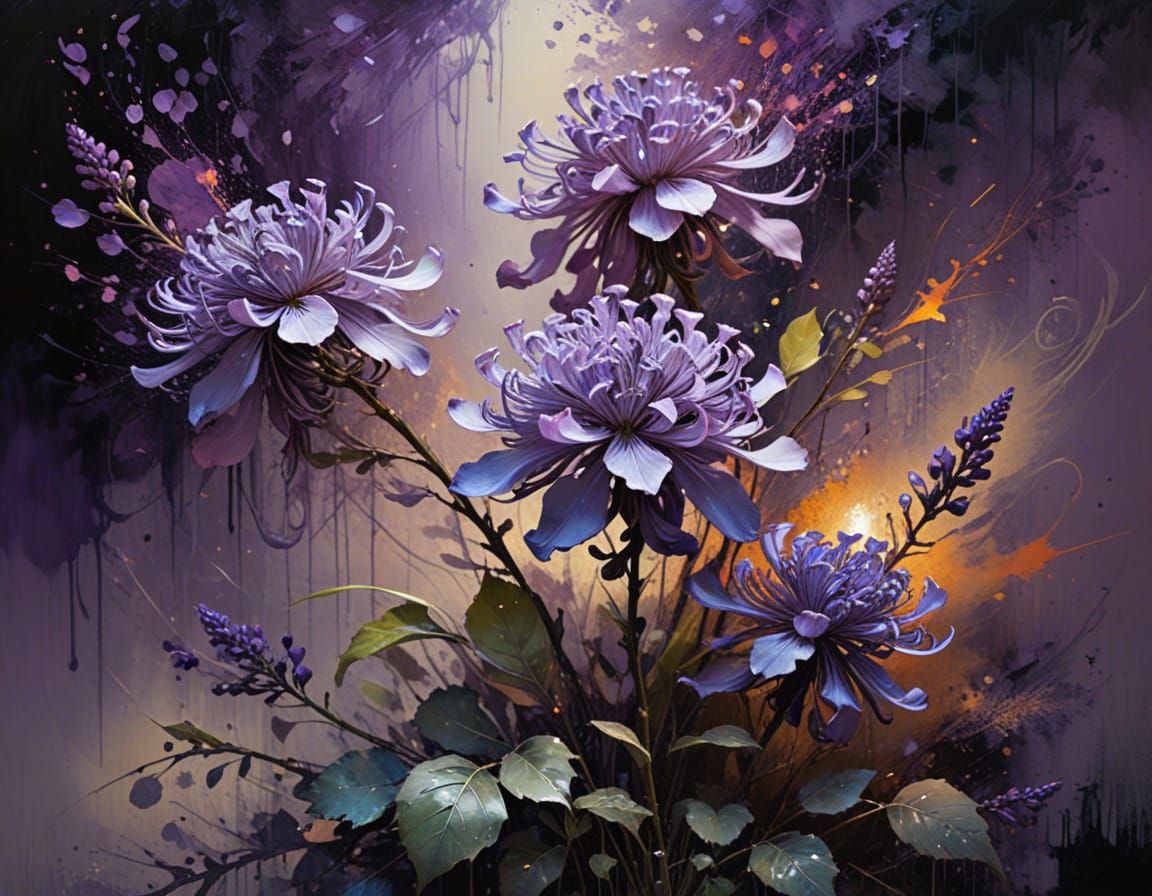 Whimsical Lilac Blooms in Dreamlike Grunge Style