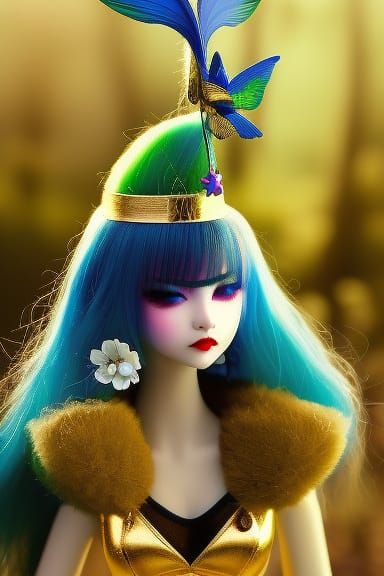 Fairies Kissing with Blue Wings, Hyperrealistic Detail