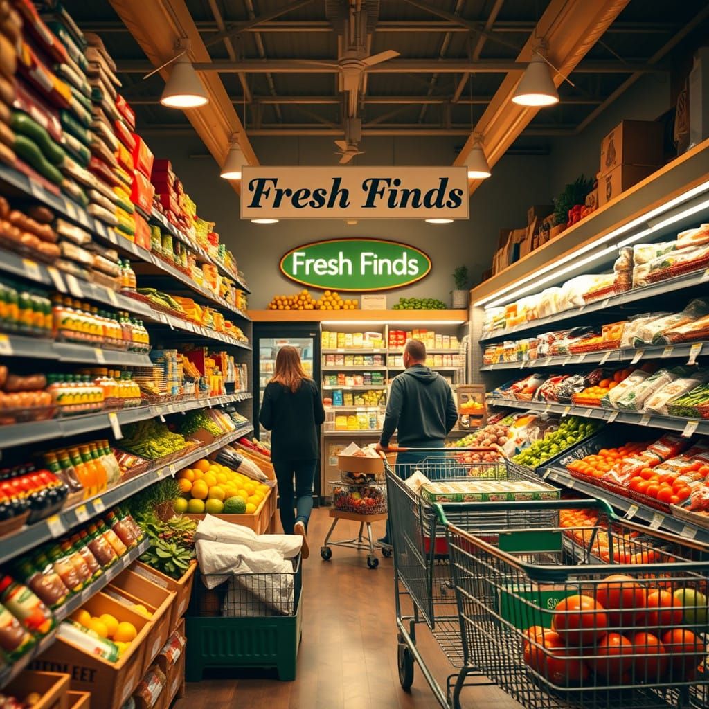 Cozy Grocery Store Scene in Warm Lighting