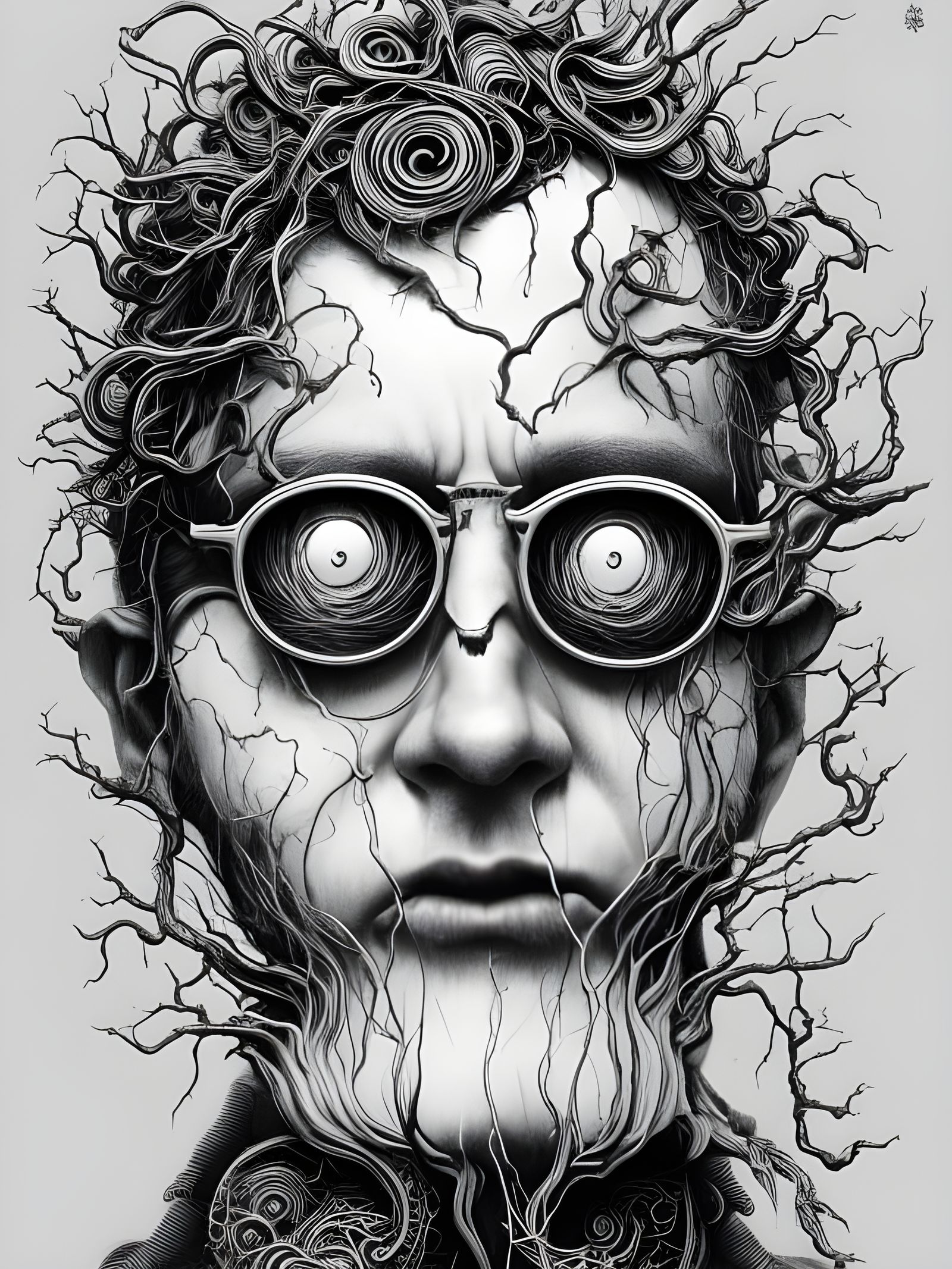 Monochromatic Portrait of Man with Glasses